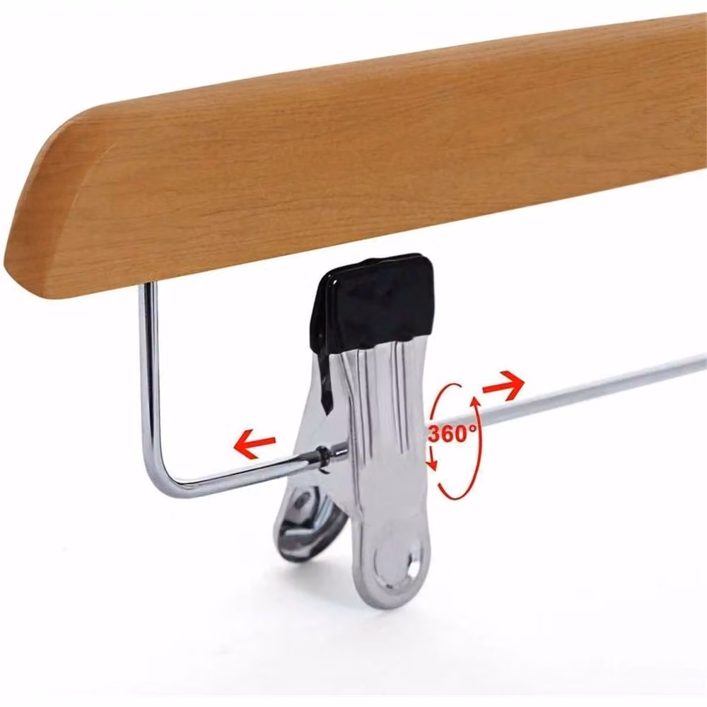 PAWNORA 30 Piece Brown Wooden Trouser Hangers with Non-Slip Clips – 3