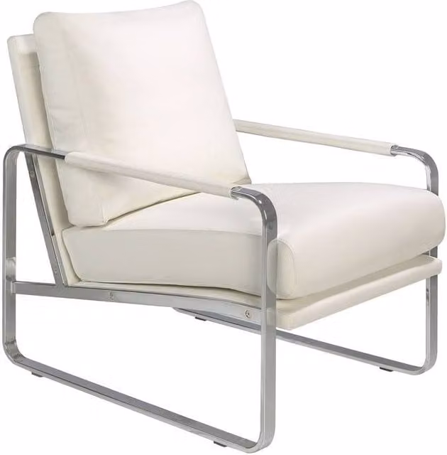 Angel Cerda White Modern Leatherette Armchair with Metal Frame