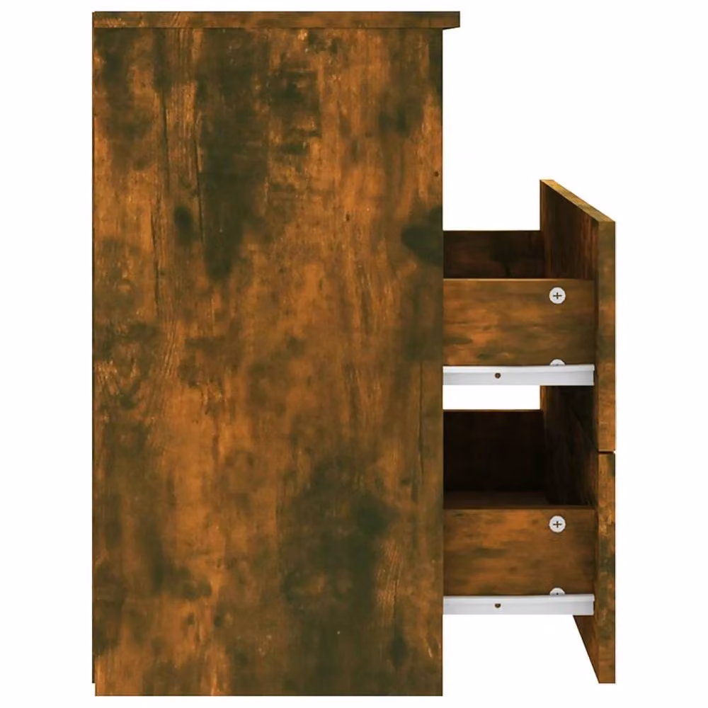 Berkfield Home Modern Bed Cabinet in Smoked Oak Brown, W/D/H: 50 x 32 x 60 cm – 4