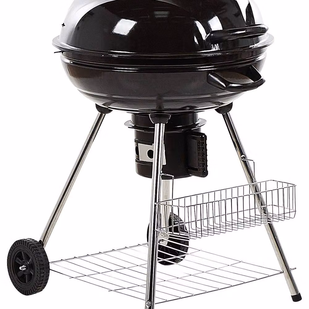 Wyld and Coco Black Steel Charcoal BBQ Grill with Lid, Warming Rack, Thermometer and Wheels, W/D/H: 59.0 x 92.0 x 59.0 cm – 2