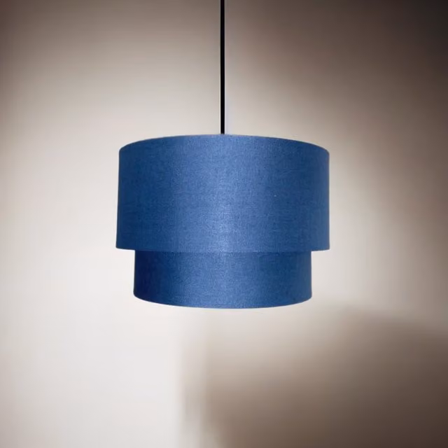 CGC Lighting KIMBER Modern Two Tier Fabric Ceiling Shade in Navy Blue and White