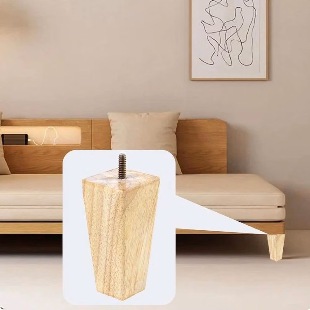 SPETLEK Set of 4 Natural Wooden Square Tapered Furniture Legs, Height: 10 cm – 2