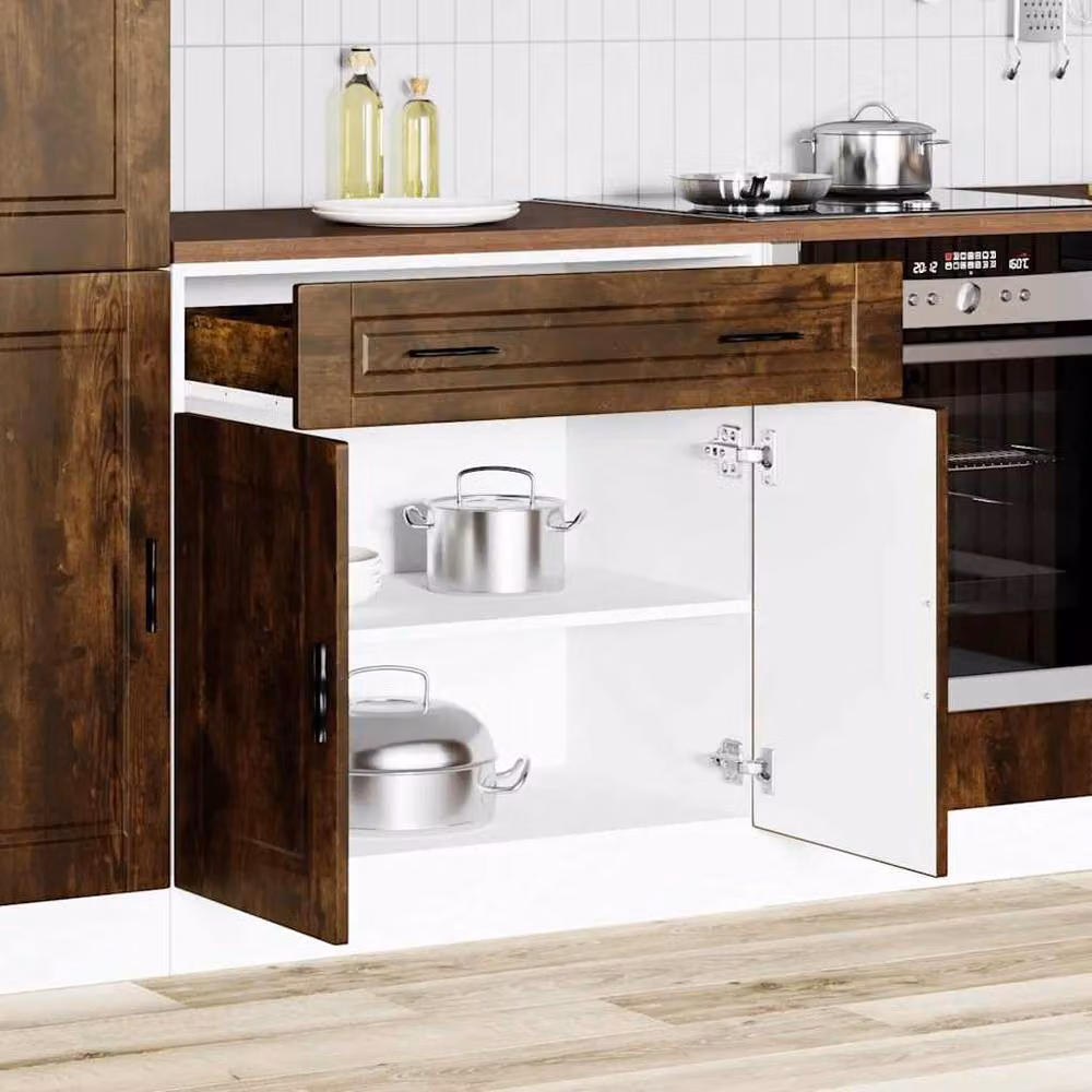 Berkfield Home Porto Kitchen Base Cabinet in Smoked Oak Brown – 2