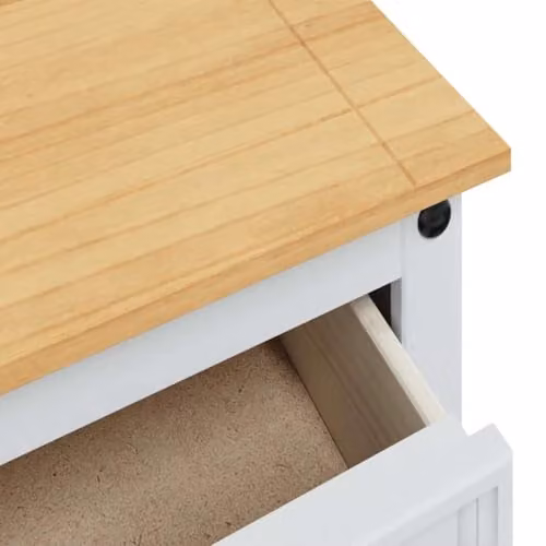 vidaXL CORONA Storage Chest in White Lacquered Solid Pine Wood, W/D/H: 112 x 40 x 75 cm – 3