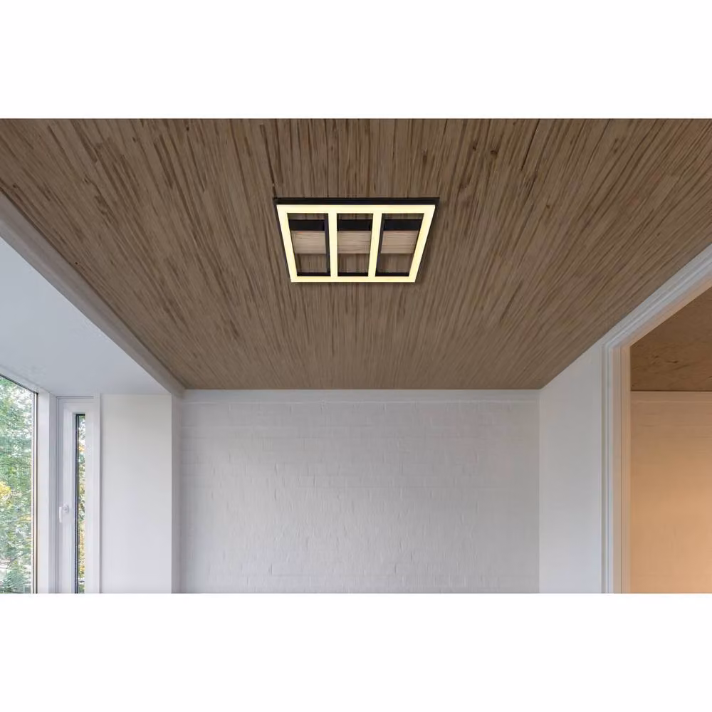 Netlighting Froomy Modern Semi Flush Ceiling Light in Matt Black with Warm White LED – 4