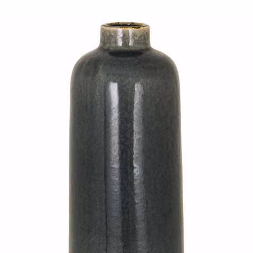 Lemon Pavilion Furniture and Decor Garda Grey Glazed Raine Vase, Ceramic, Green in Dark Grey, W: 15 cm, D: 15 cm, H: 50 cm – 2