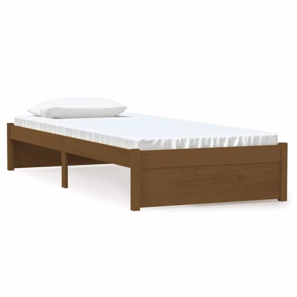 Berkfield Home Small Single Solid Wood Pine Bed Frame, Honey Brown, W: 75 cm, L: 190 cm – 2