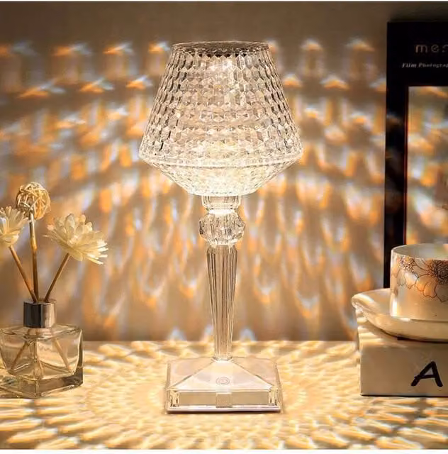 Living and Home Transparent Dimmable Touch Control Table Lamp in Clear