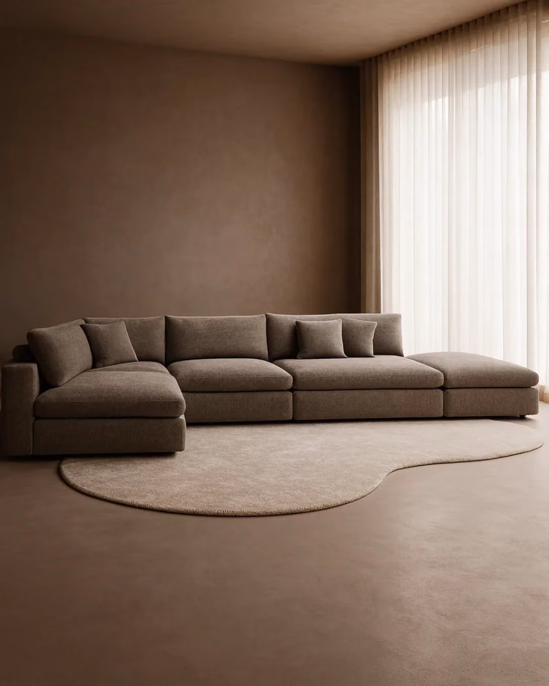 Tommy Franks Blanco 5 Piece Modular L-Shape Sofa in Charcoal Grey with Matching Ottoman and Scatter Cushions