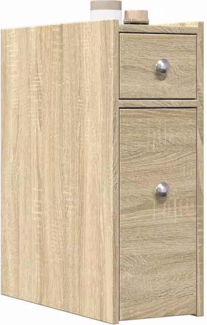 Berkfield Home Narrow Freestanding Bathroom Cupboard with Wheels in Sonoma Oak Brown