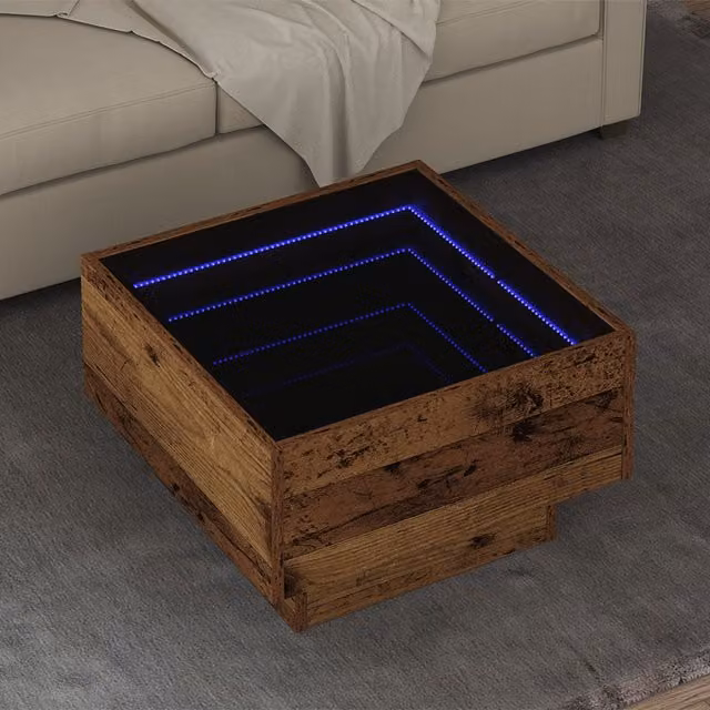 Berkfield Home Square Coffee Table in Brown Rustic Engineered Wood W/D/H: 50 x 50 x 30 cm