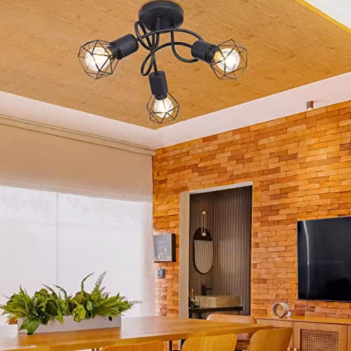 Netlighting Xara I Black Metal Multi Arm Semi Flush Ceiling Lamp with 3x E14 Sockets – 2