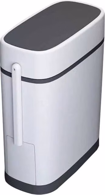 Kelvenix Slim Freestanding White Plastic Bathroom Trash Can with Hidden Toilet Brush Set and Removable Inner Bucket – 1