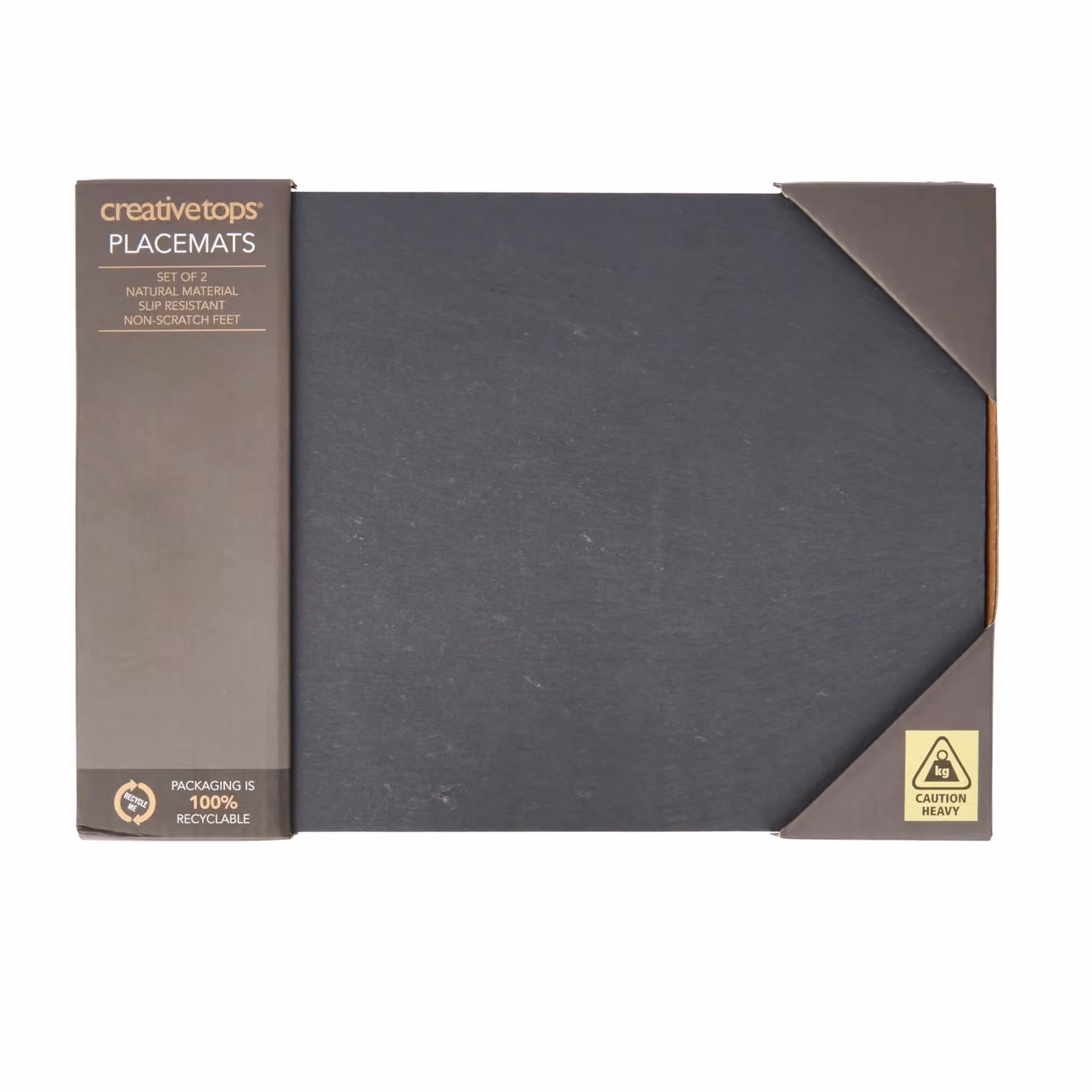 Creative Tops Natural Slate Placemats, Set of 2, Black, W: 29.5 cm, D: 21 cm – 7