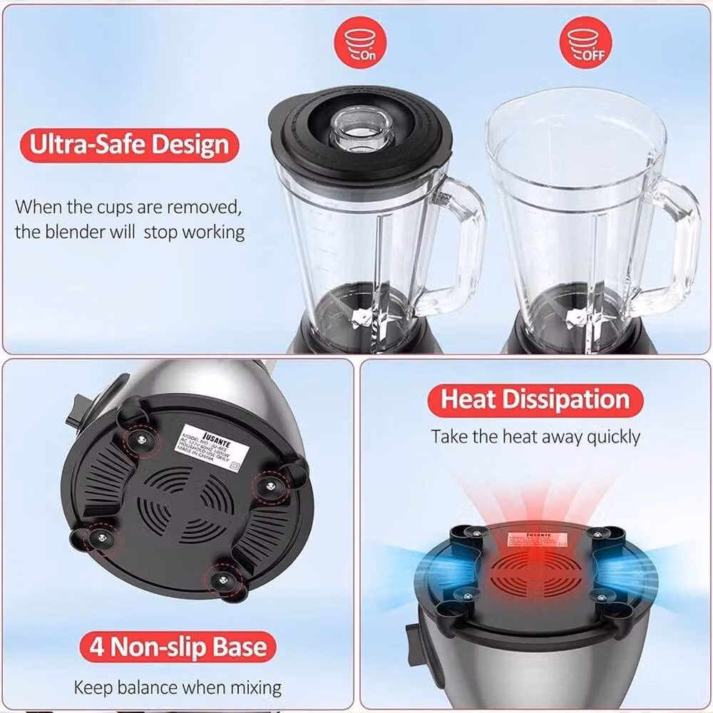 VOGREX Silver Blender Smoothie Maker and Ice Crusher with Pulse Function – 5