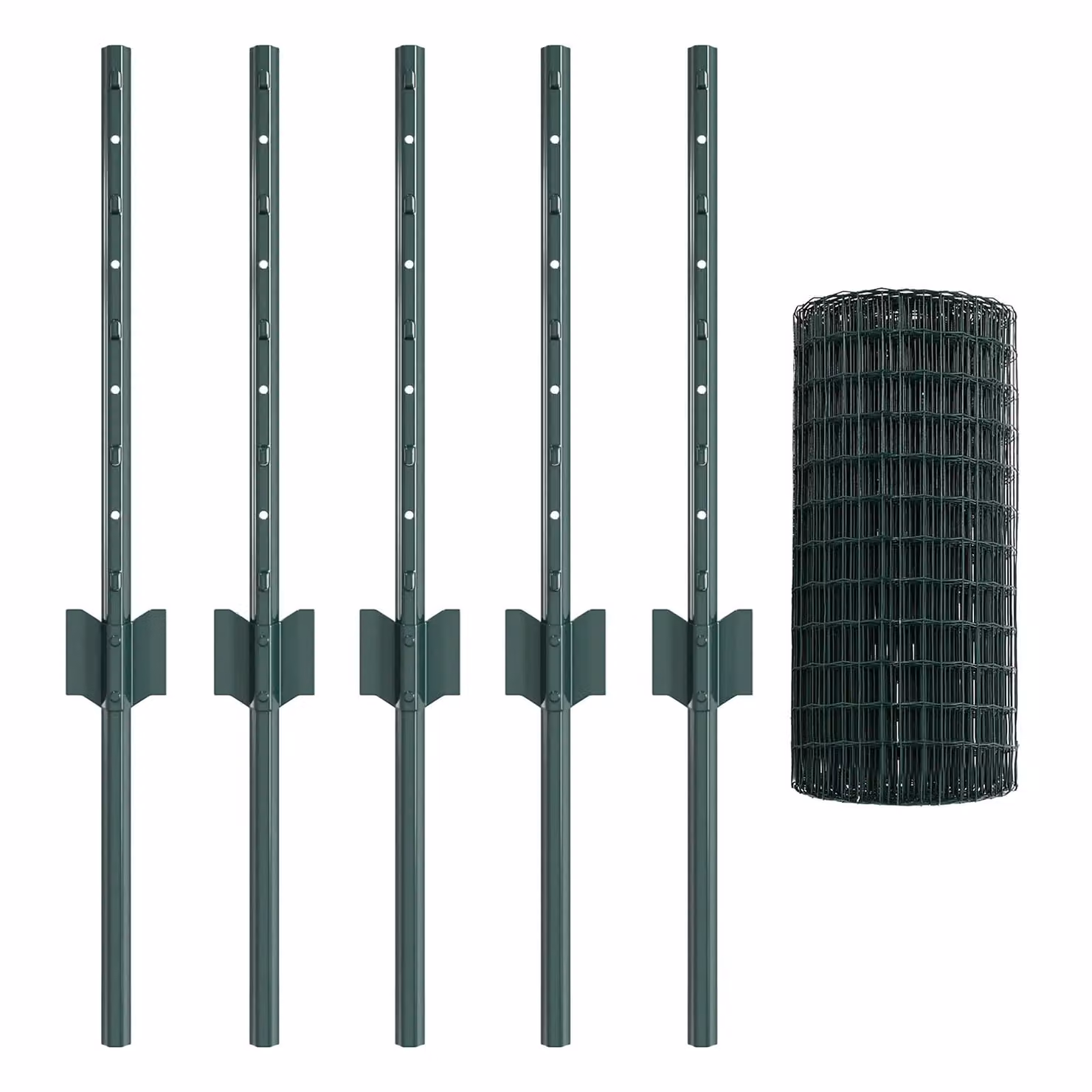 Berkfield Home Euro Fence with 5 U-Profile Posts, Green PVC-Coated Steel, W: 10 m, H: 0.4 m – 3