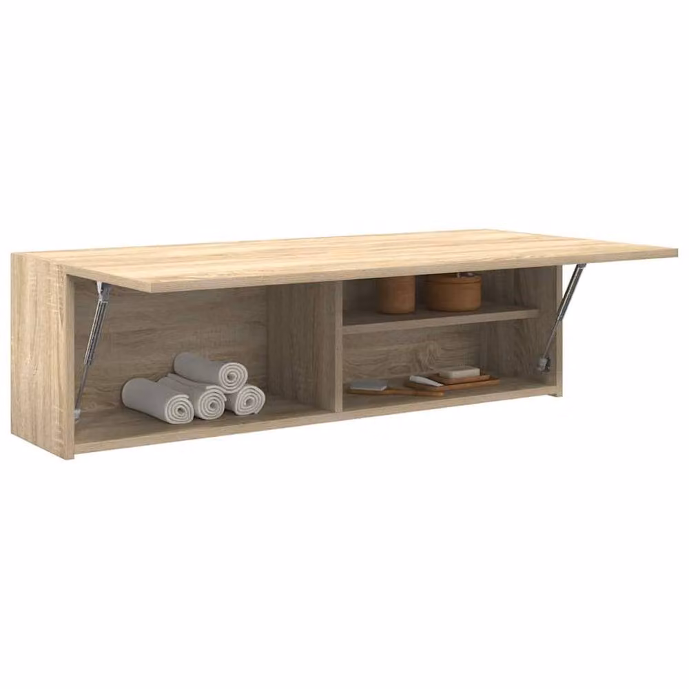 Berkfield Home Decorative Bathroom Wall Cabinet in Sonoma Oak, Light Brown, W/D/H: 100 x 25 x 30 cm – 2