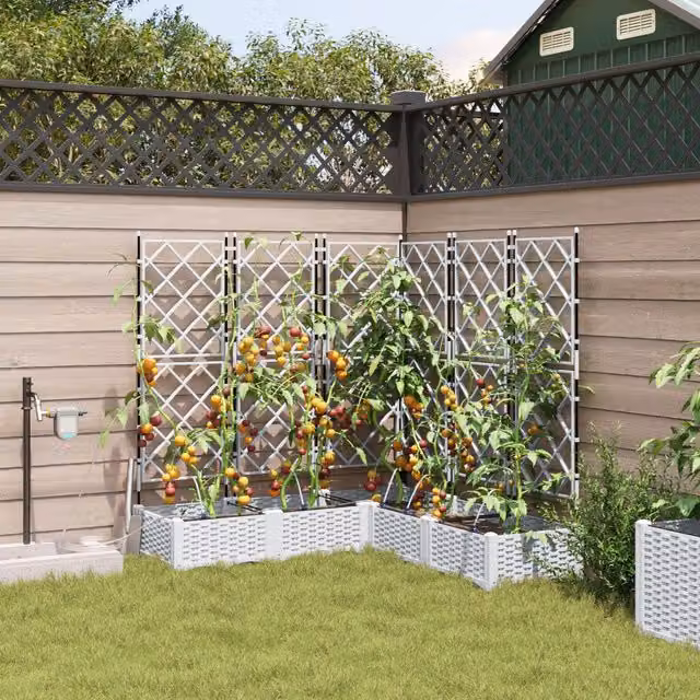 Berkfield Home Garden Planters with Water Irrigation System, 5 Piece Set, White