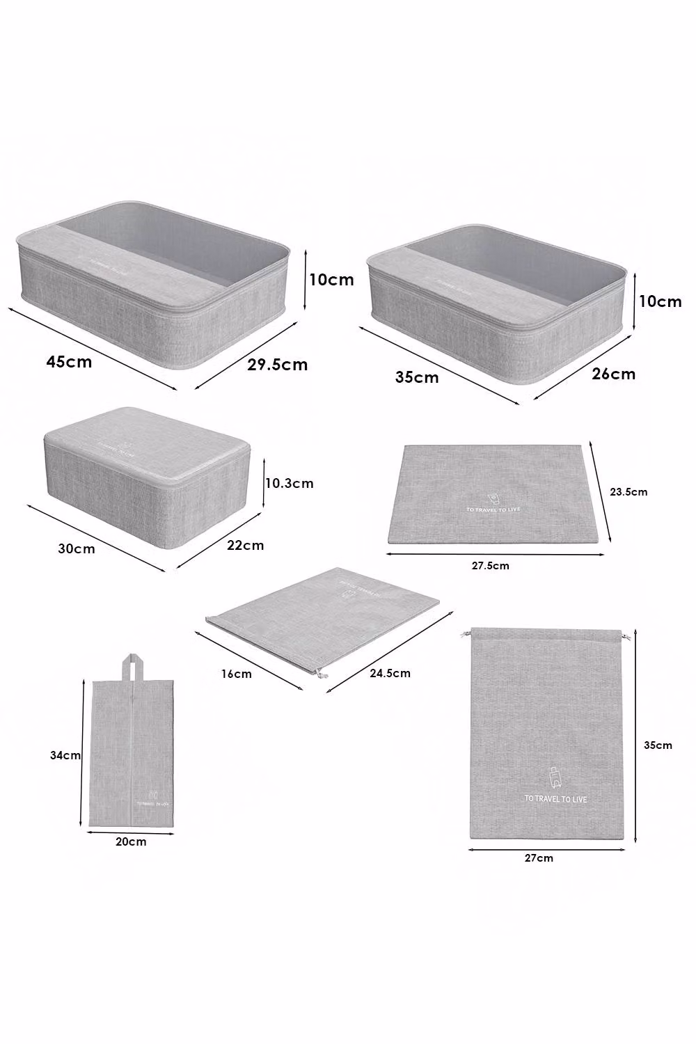 ExtraStar 7-Piece Space-Saving Travel Organiser Set in Grey – 3