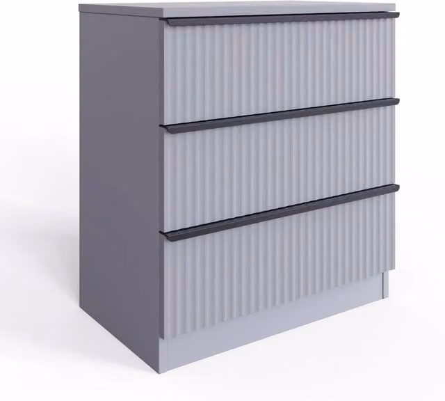 FWStyle Lania Fluted 3 Drawer Bedroom Chest of Drawers in Dark Grey – 1