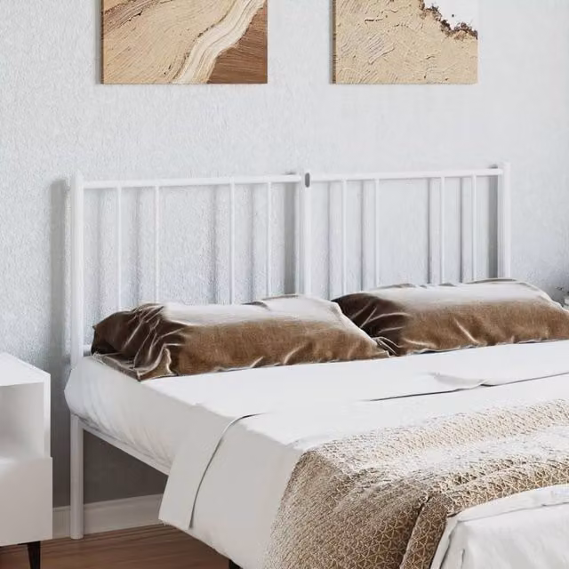 Berkfield Home Minimalist Metal Headboard in White, H 90 cm x W 166 cm