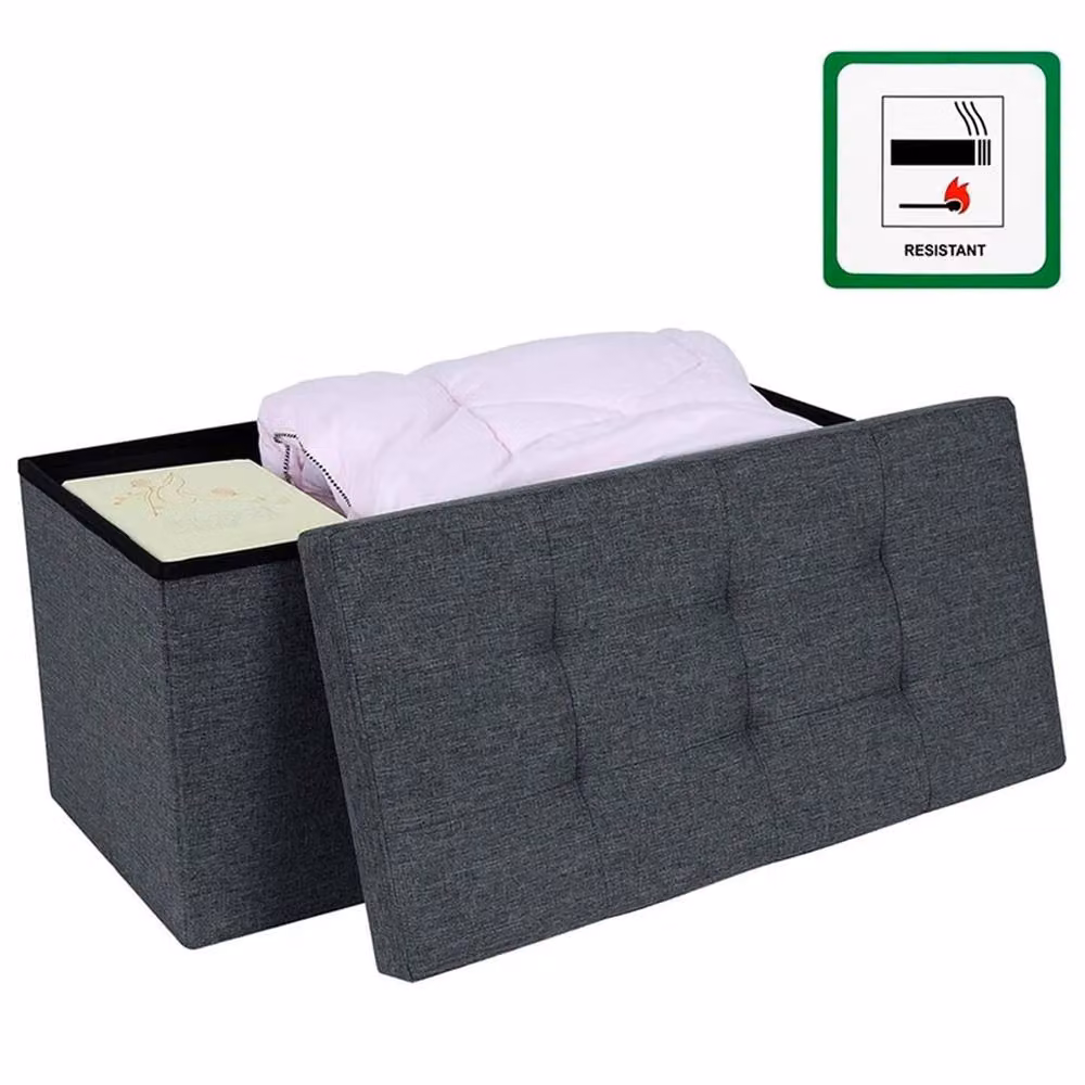 PAWNORA Extra Large Ottoman Storage Seat in Dark Grey, W: 76 cm, D: 38 cm, H: 38 cm – 2