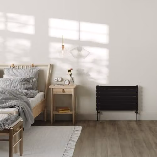 UK Radiators Typhoon Axis Black Horizontal Designer Radiator Single Panel W: 80 cm, H: 47.6 cm – 3