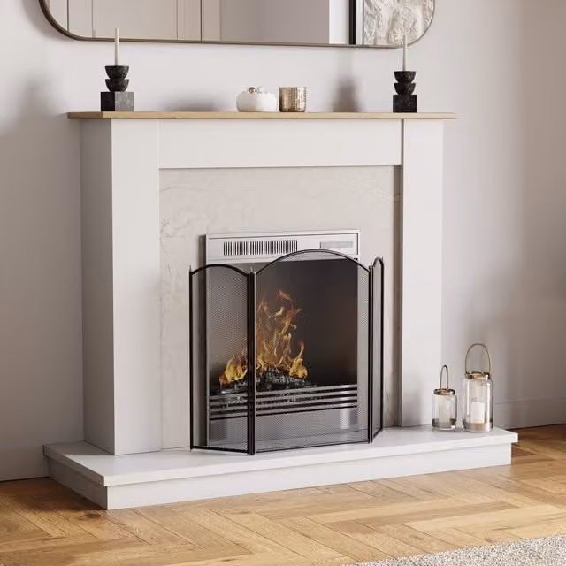 Fire Vida Selby 3 Panel Steel Fire Guard, Black, H 64.0 cm x W 85.0 cm x D 8.0 cm – 1