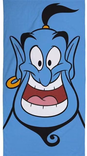 Aladdin Genie Fluffy Cotton Childrens Towel in Blue, W/D/H: 70 x 140 x 70 cm