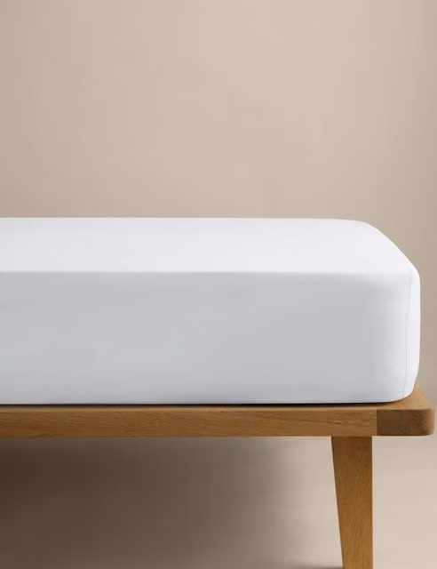 M&S White Cotton Blend Non Iron Fitted Sheet, 90 x 190 cm