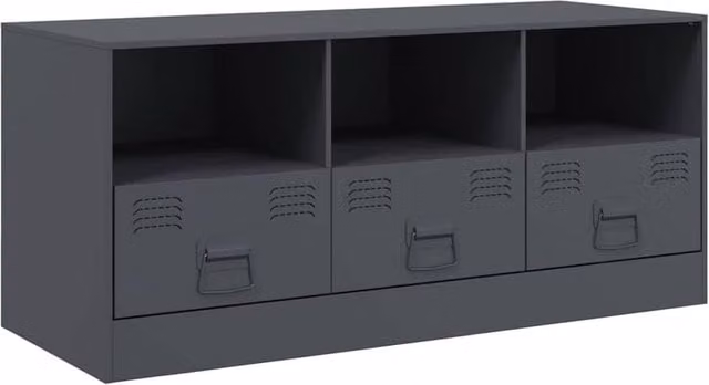 Berkfield Home Industrial Metal TV Cabinet in Anthracite Grey, W/D/H: 99 x 39 x 44 cm – 1