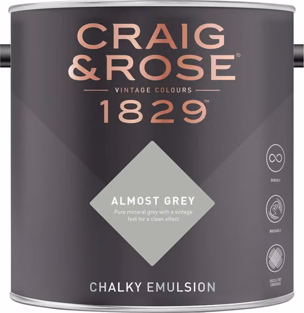 Craig and Rose Chalky Matt Emulsion in Almost Grey