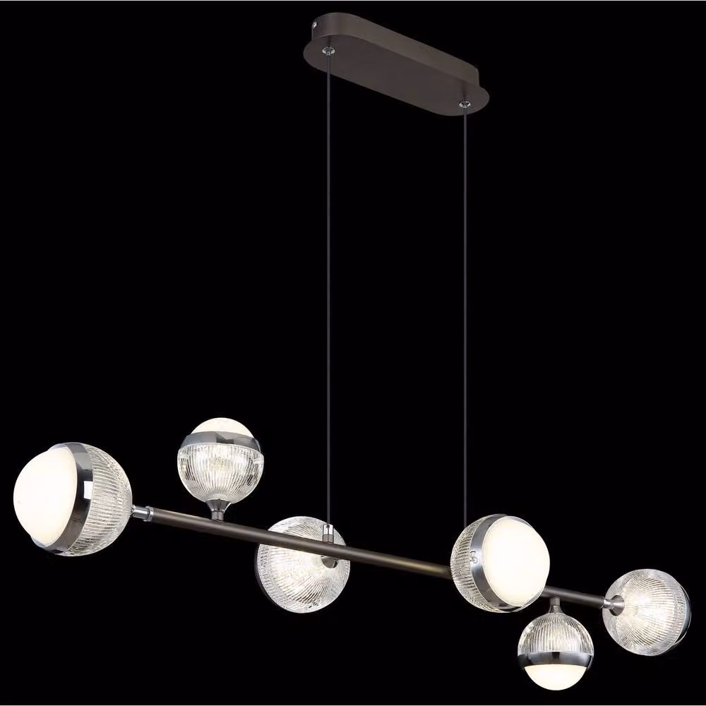 Netlighting Untsy Bar Pendant Light in Grey with Transparent Glass, Dimmable LED and Remote Control – 5