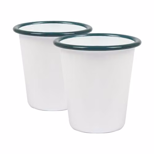 Argon Tableware Green and White Enamel Tumblers, 300ml, Set of 2 – 1