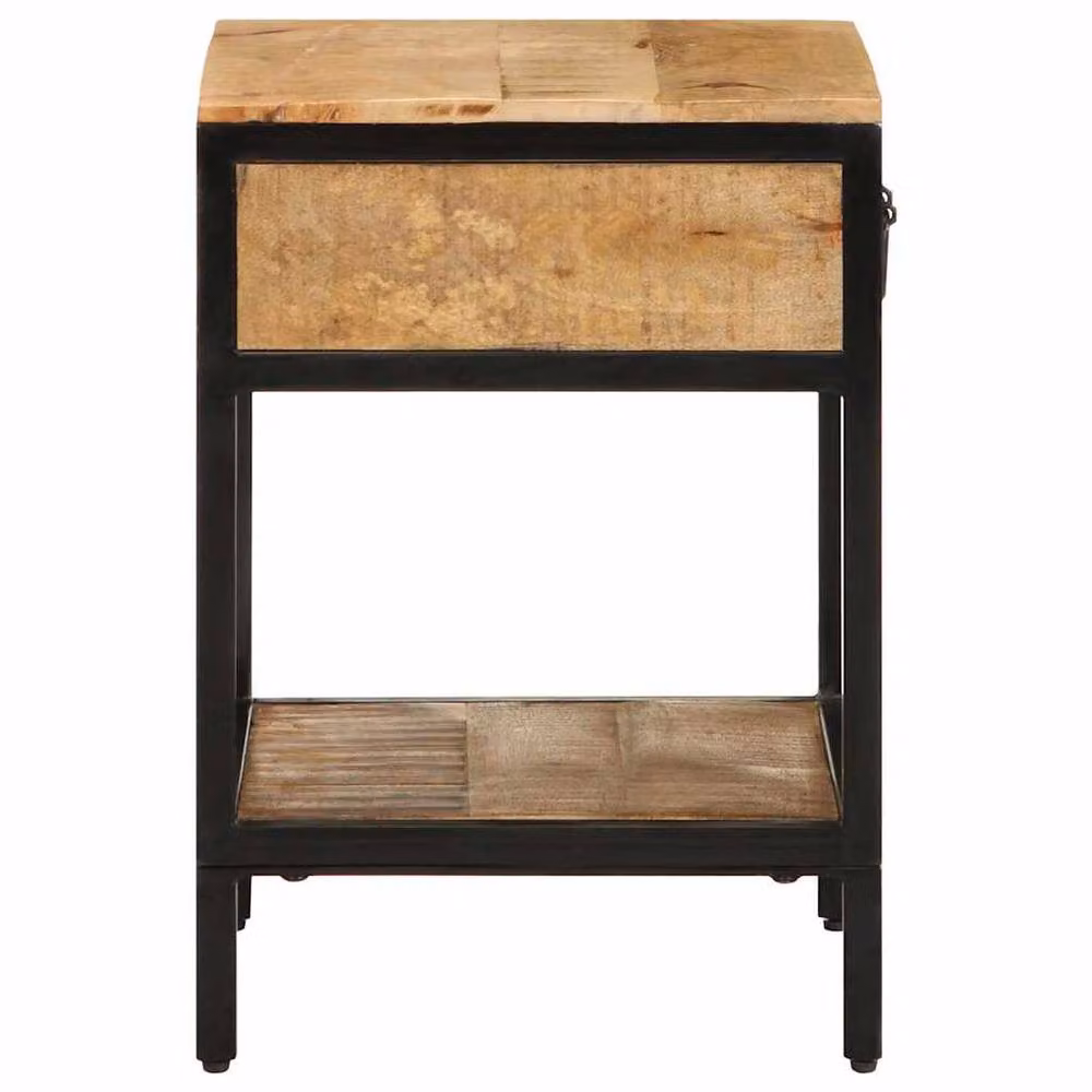 Berkfield Home Industrial Bedside Cabinet in Brown Solid Mango Wood and Metal, W/D/H: 40 x 35 x 50 cm – 3