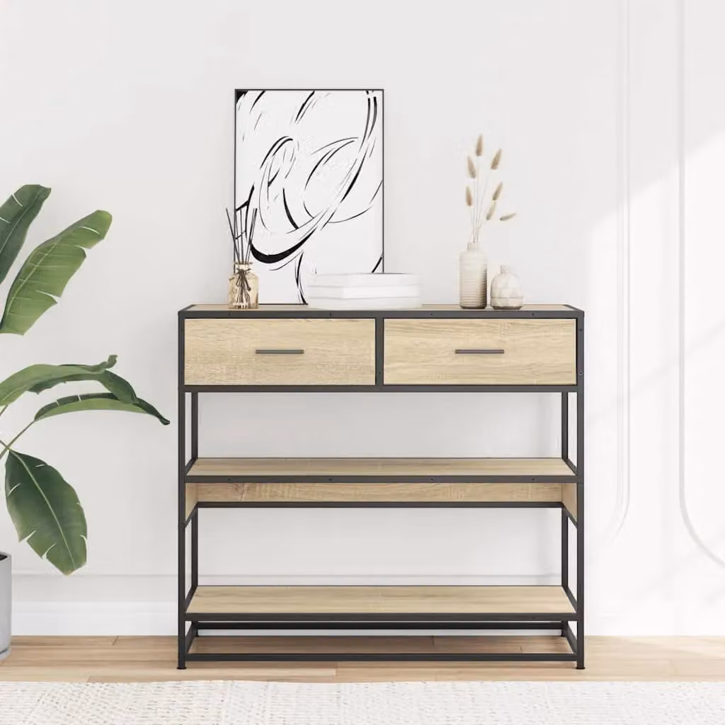 Berkfield Home Sonoma Oak Console Table in Brown, W/D/H: 90 x 35 x 80 cm – 3