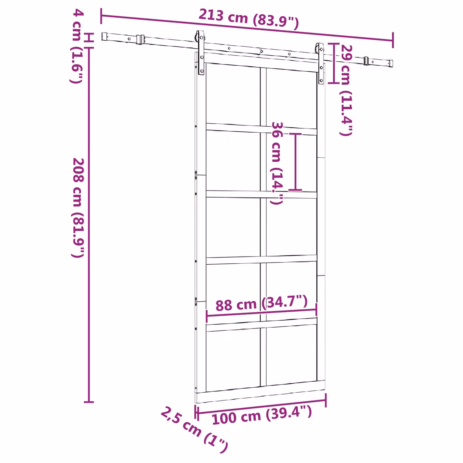 Berkfield Home Rustic Sliding Door in Brown Solid Pine Wood, W: 100 cm, H: 208 cm – 2