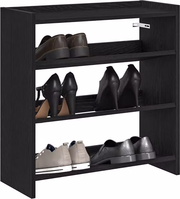 Berkfield Home Black Engineered Wood Shoe Rack W: 60 cm, D: 25 cm, H: 62 cm