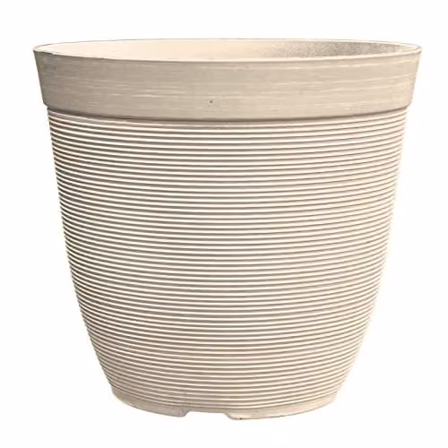 Simpa Rustic Ridge Plastic Plant Pots, Set of 2, Beige, H 28 cm x W 30 cm x D 30 cm