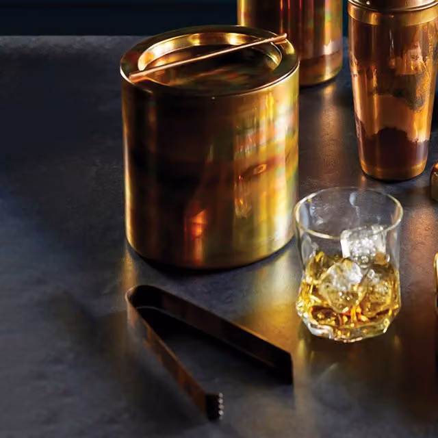 BarCraft Small Bronze Metal Ice Bucket with Lid