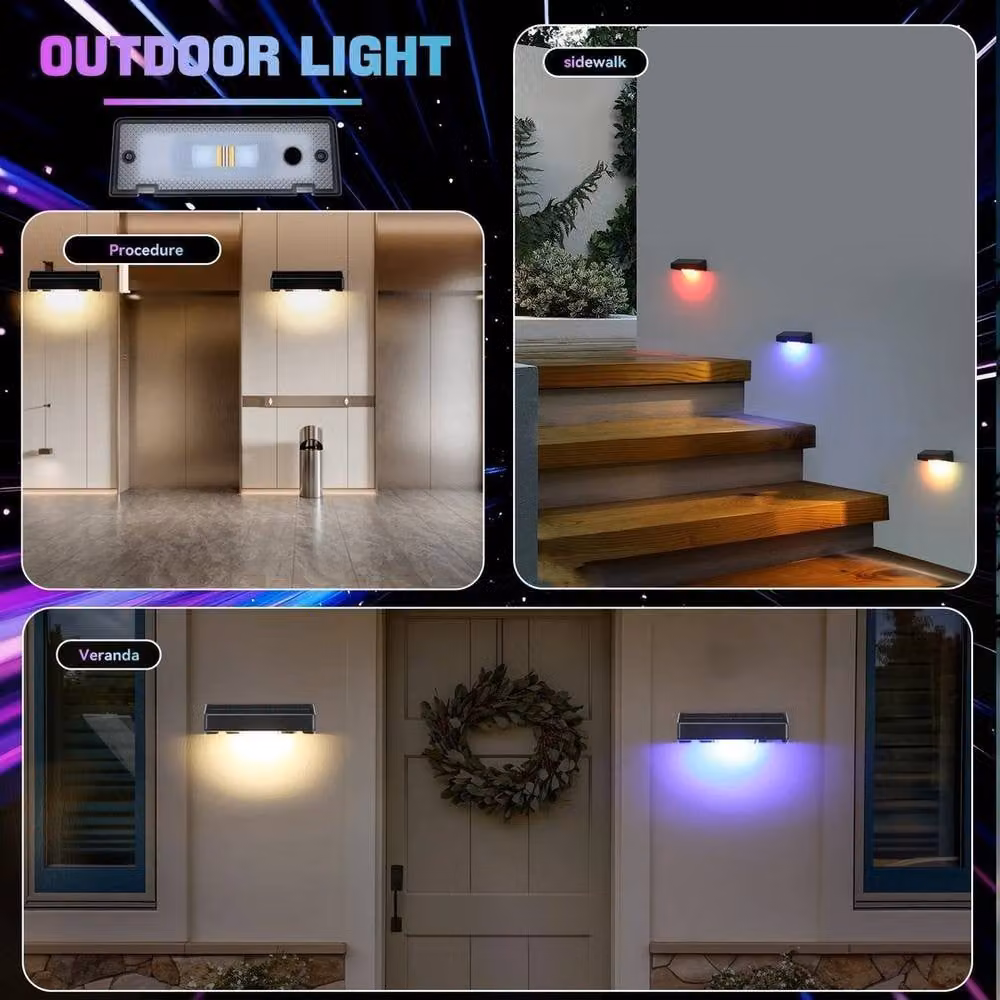 Kelvenix Set of 4 Solar Powered LED Garden Wall Lights in Black – 3