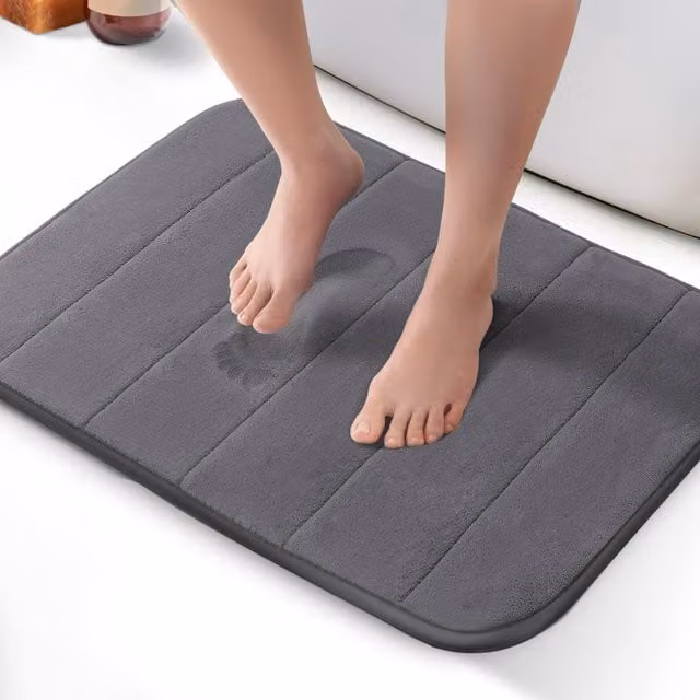 Keplin Memory Foam Bath Mat, Non-Slip and Washable, Grey, W/D: 50 x 60 cm