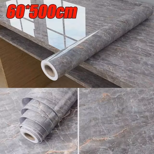 Kelvenix Self Adhesive Kitchen Worktop Covering Film in Dark Grey, W: 52 cm, L: 1000 cm – 1