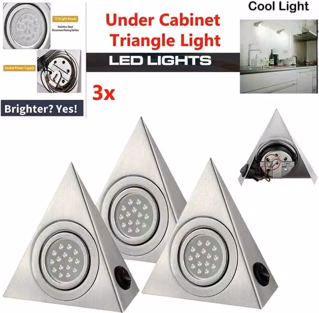 ATEK 3-Pack Dimmable LED Under Cabinet Lights with Motion Sensor, Silver Magnetic Stick-on Lights for Kitchen and Wardrobe – 1