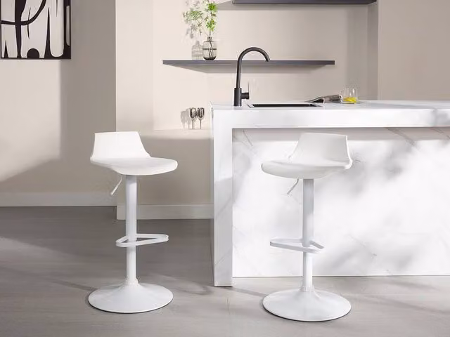 Vente-unique CALAS Set of 2 White Polypropylene and Metal Bar Stools – 1