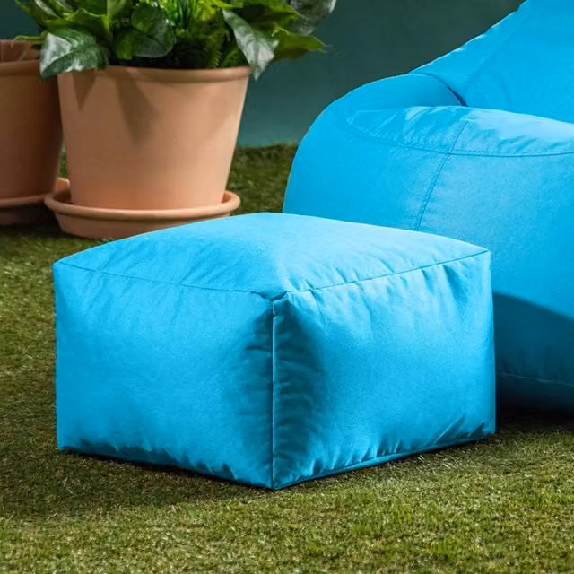 Bean Bag Bazaar UV Resistant Indoor and Outdoor Cube Bean Bag in Blue and Turquoise