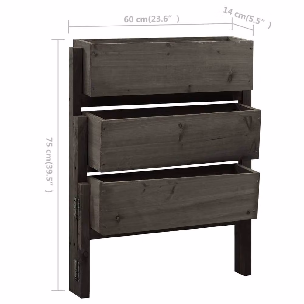 Berkfield Home Grey Folding Wood Planter W: 60 cm, D: 14 cm, H: 75 cm – 5