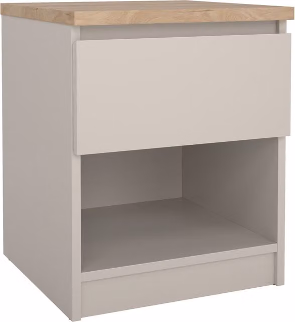 Furniture To Go Naia Bedside Cabinet with 1 Drawer and 1 Shelf in Beige