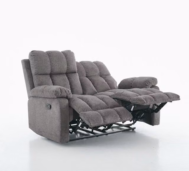 FURNITURE ONE Manual Recliner 2 Seater Loveseat in Grey Fabric Upholstery – 1