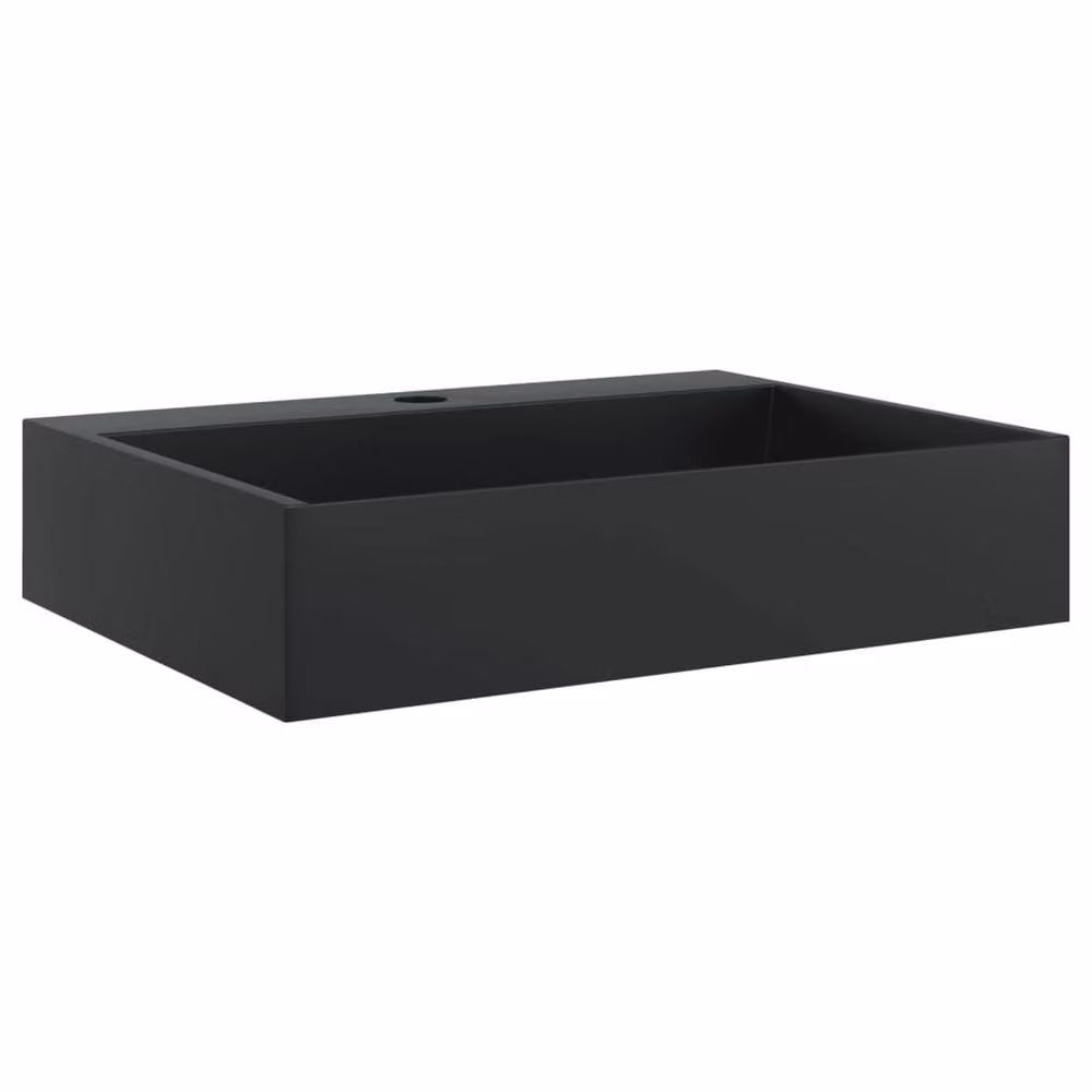 Berkfield Home Sturdy Rectangular Wash Basin in Matt Black Mineral Cast, W/D/H: 50 x 38 x 11 cm – 3